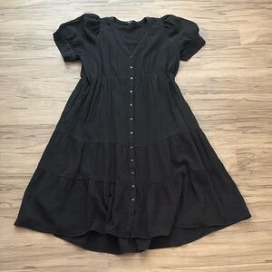 Madewell Lightspun Tiered Button Front Midi Dress